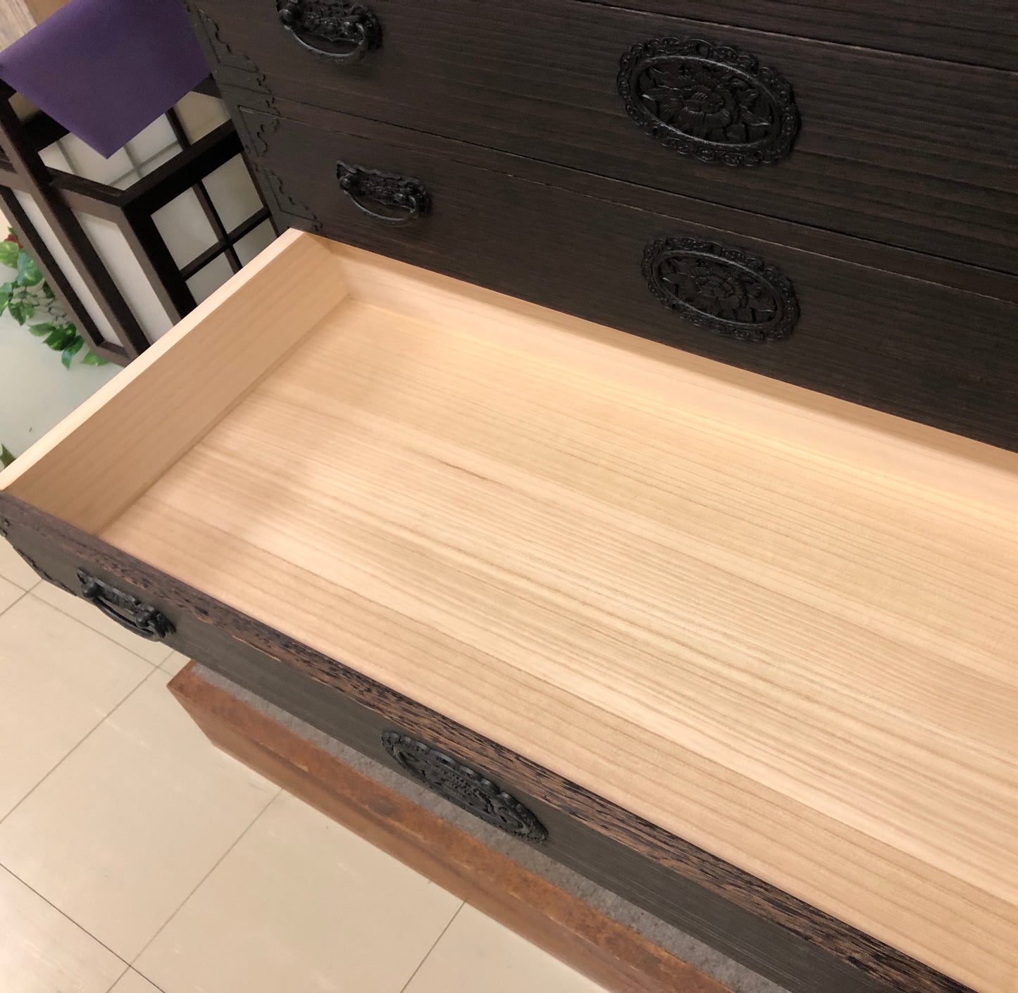 Burnt Solid Wood Chest of Drawers – Storage Cabinet Botan