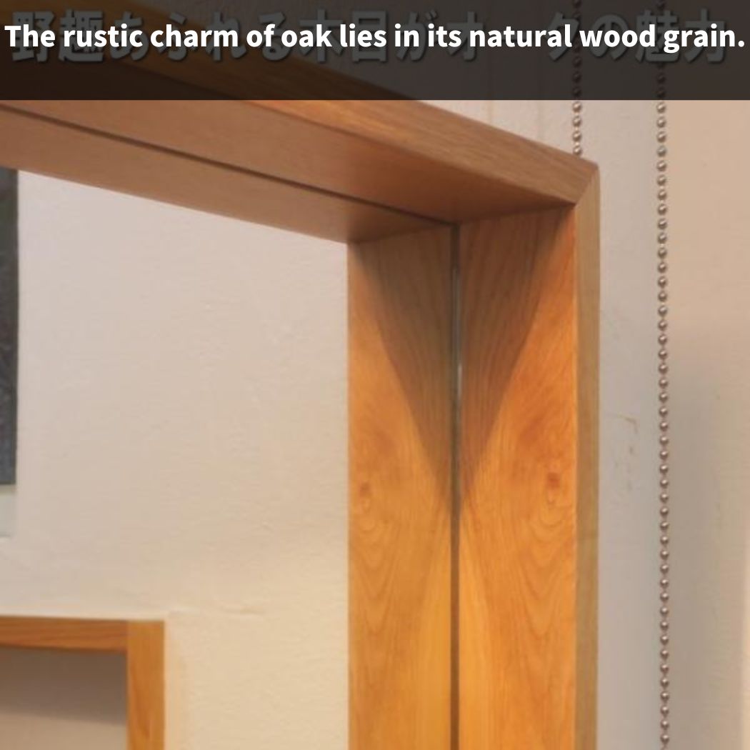 Custom-sized oak mirrors featuring a rustic, natural grain.
