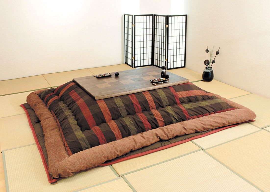 Japanese Ash Wood Grain Veneer Checkered Pattern Kotatsu 'rocca'