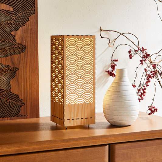 Japanese Room Lantern Harmonious decorative light with Japanese traditional Seigaiha pattern for bedroom, living room and Japanese-style room.
