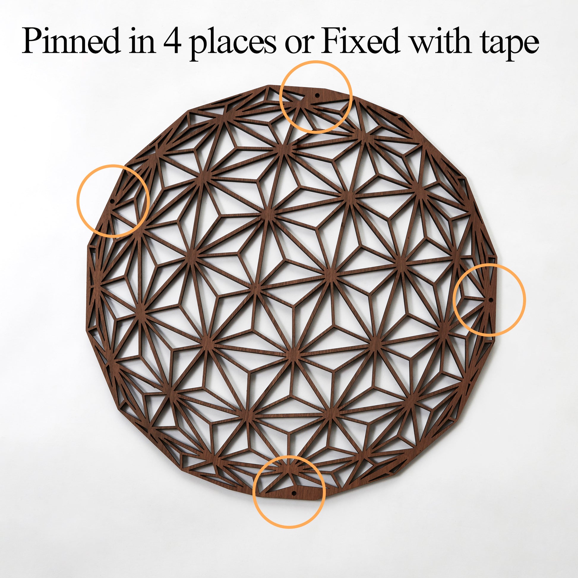 Pinned in 4 places or fixed with tape