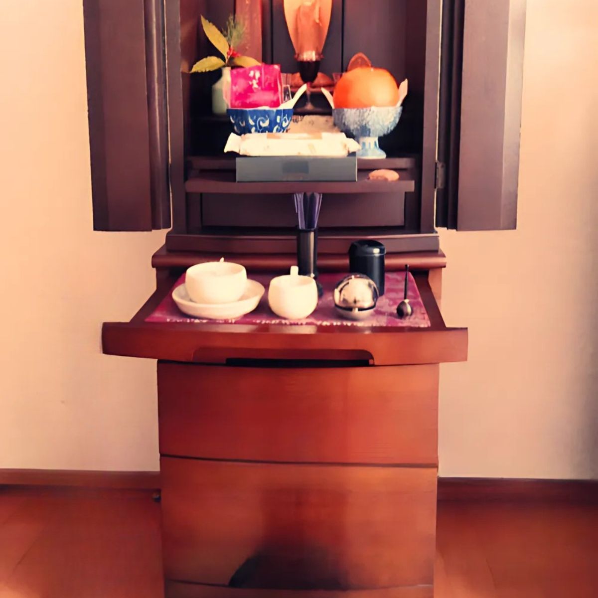 Japanese Buddhist Altar Suitable Chest with Zen Pull-out
