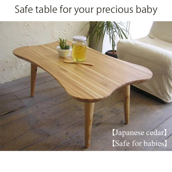 Table made of Japanese cedar wood, safe for children