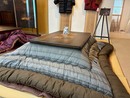 Japanese Ash Wood Grain Veneer Checkered Pattern Kotatsu - Rocca