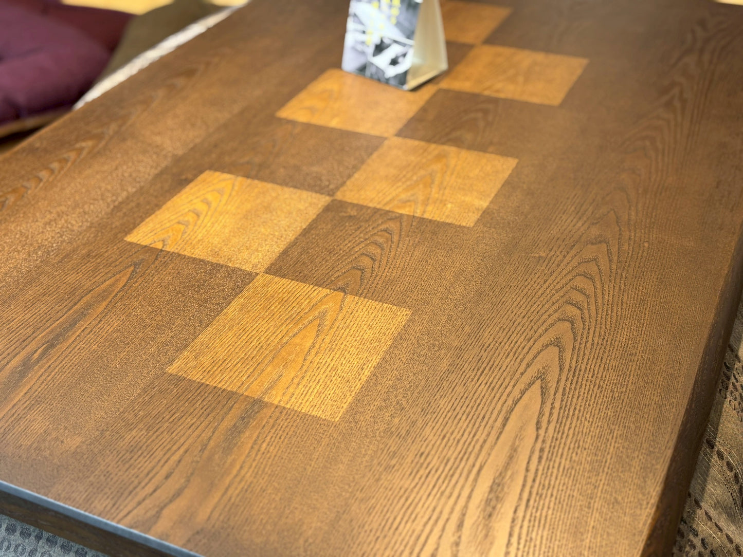 Japanese Ash Wood Grain Veneer Checkered Pattern Kotatsu - Rocca