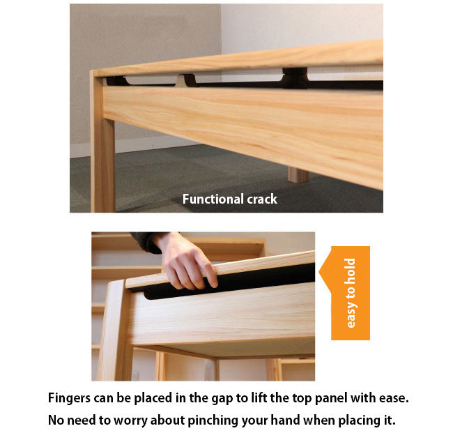 There is a gap between the top panel and the main body, allowing fingers to easily enter.