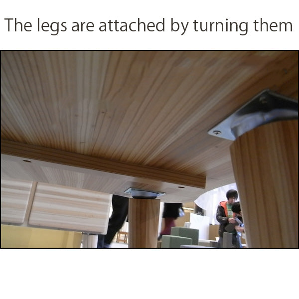 The legs are attached by turning them