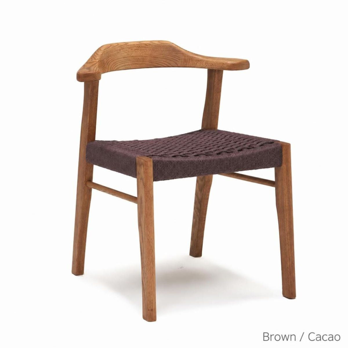 Japandi Paper Cord Dining Chair with Arms – Solid Wood Japanese Chair MC-01
