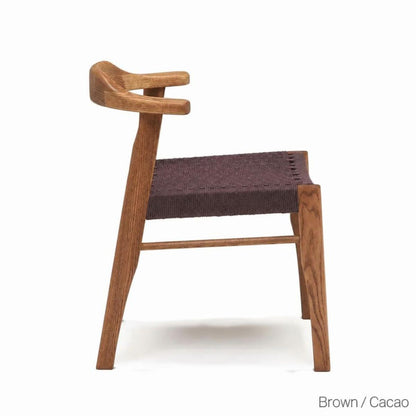 Japandi Paper Cord Dining Chair with Arms – Solid Wood Japanese Chair MC-01