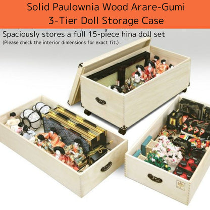 Solid Paulownia Wood Hina Doll & Collectible Storage Case | Protects Your Treasured Dolls from Mold & Dust