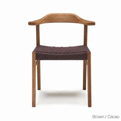Japandi Paper Cord Dining Chair with Arms – Solid Wood Japanese Chair MC-01