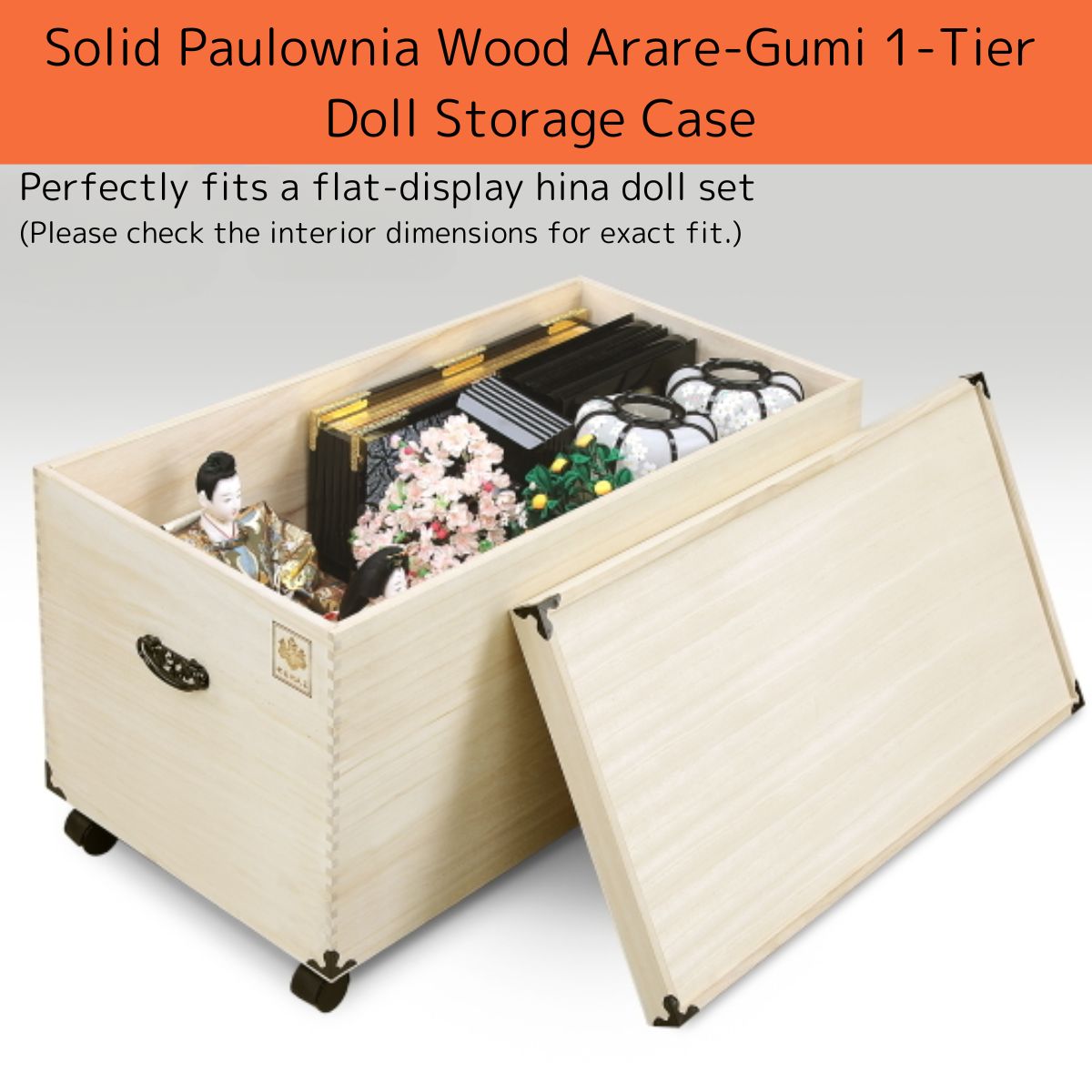 Solid Paulownia Wood Hina Doll & Collectible Storage Case | Protects Your Treasured Dolls from Mold & Dust