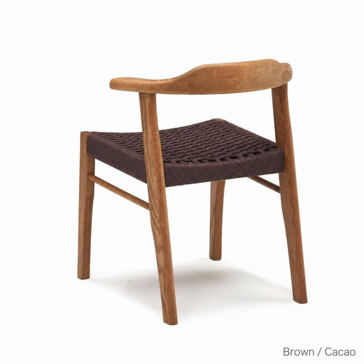 Japandi Paper Cord Dining Chair with Arms – Solid Wood Japanese Chair MC-01