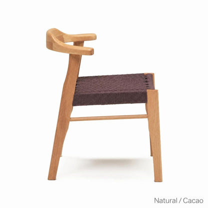 Japandi Paper Cord Dining Chair with Arms – Solid Wood Japanese Chair MC-01