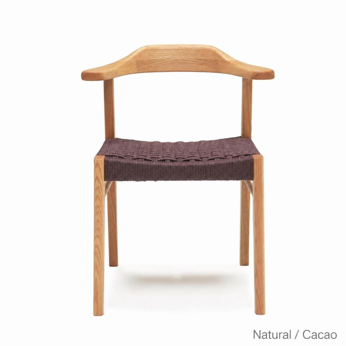 Japandi Paper Cord Dining Chair with Arms – Solid Wood Japanese Chair MC-01