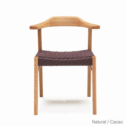 Japandi Paper Cord Dining Chair with Arms – Solid Wood Japanese Chair MC-01