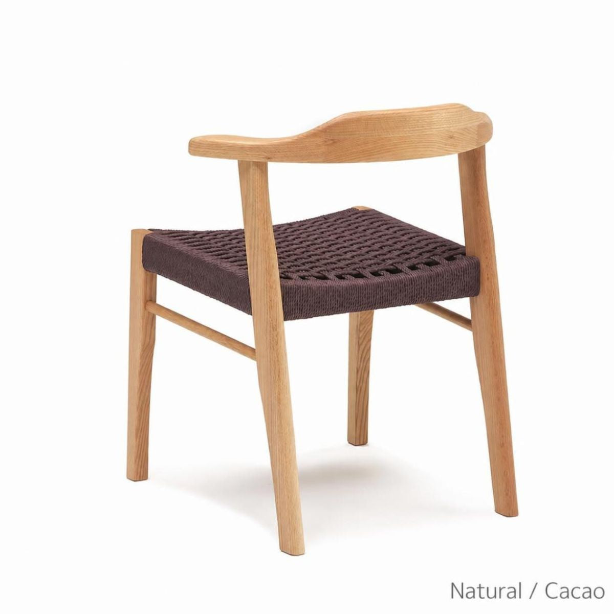Japandi Paper Cord Dining Chair with Arms – Solid Wood Japanese Chair MC-01
