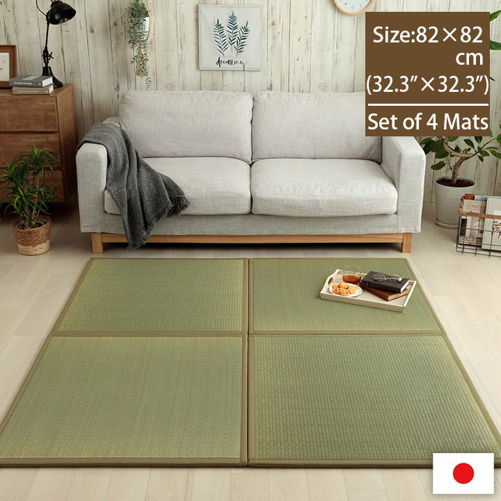 Japanese Igusa Unit Tatami Mat with Mite-Control Layer – 32.3 in Square