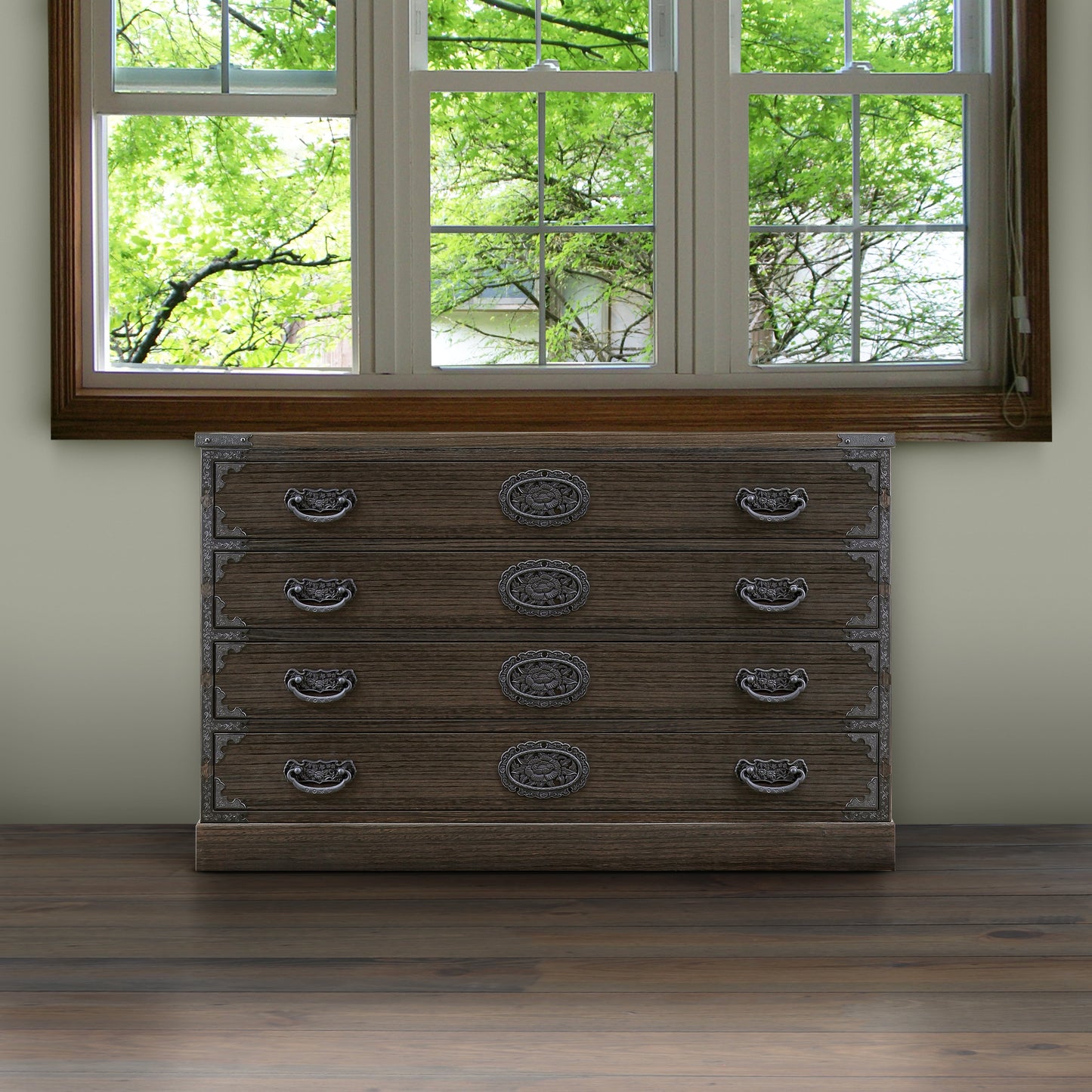 Burnt Solid Wood Chest of Drawers – Storage Cabinet Botan