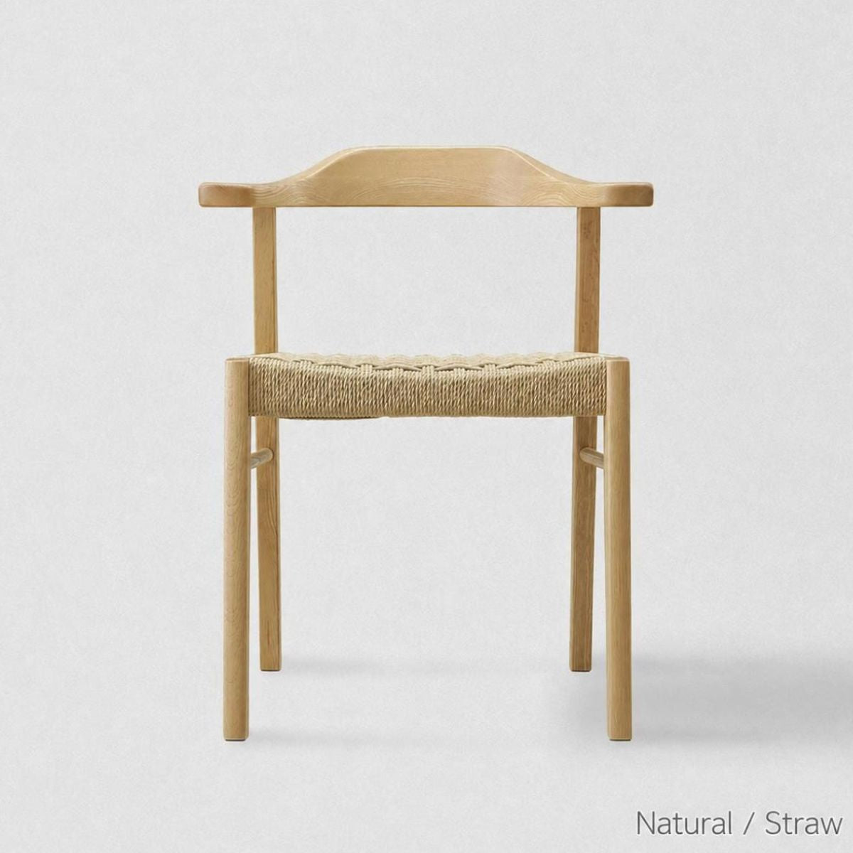 Japandi Paper Cord Dining Chair with Arms – Solid Wood Japanese Chair MC-01