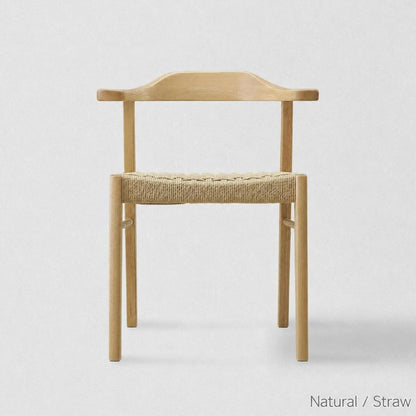 Japandi Paper Cord Dining Chair with Arms – Solid Wood Japanese Chair MC-01