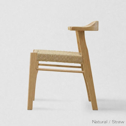 Japandi Paper Cord Dining Chair with Arms – Solid Wood Japanese Chair MC-01