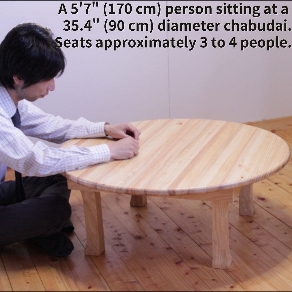 Japanese Folding Chabudai Table – Solid Hinoki Wood, Low Floor Table, Handmade in Japan