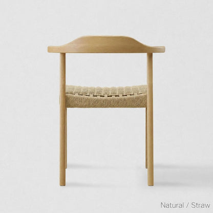 Japandi Paper Cord Dining Chair with Arms – Solid Wood Japanese Chair MC-01