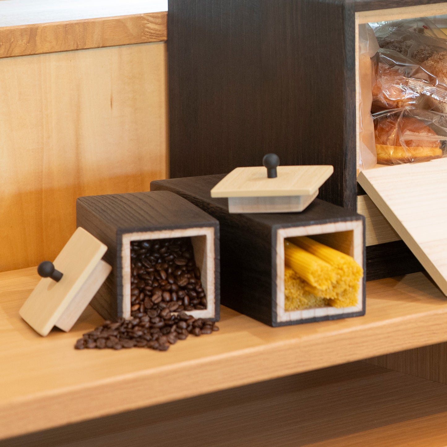 Burnt Paulownia Pasta & Coffee Storage Cases