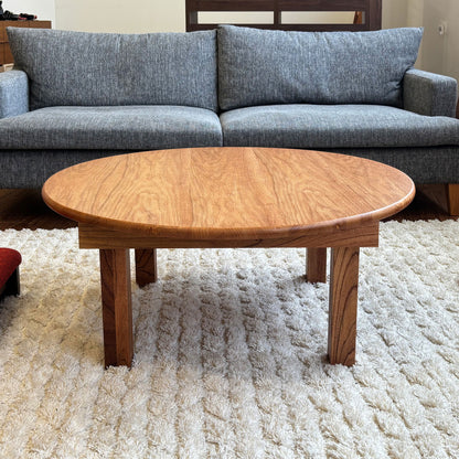 Japanese Sawtooth Oak (Kunugi)  Folding Chabudai – Handmade Round Floor Table from Okawa, Japan