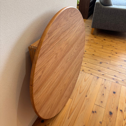 Japanese Sawtooth Oak (Kunugi)  Folding Chabudai – Handmade Round Floor Table from Okawa, Japan