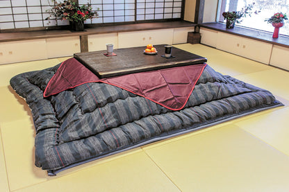 Suruga Japanese Kotatsu Table – Rustic Wood Texture with Traditional Uzukuri Finish