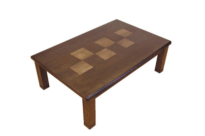 Japanese Ash Wood Grain Veneer Checkered Pattern Kotatsu 'rocca'