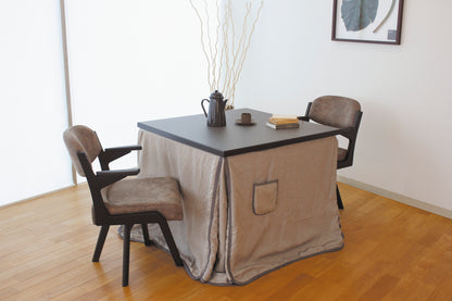 Supremo Dining Kotatsu 4-Piece Set - Heated Dining Table,Chairs and Cover - Ready-to-use Electronic Heating Device