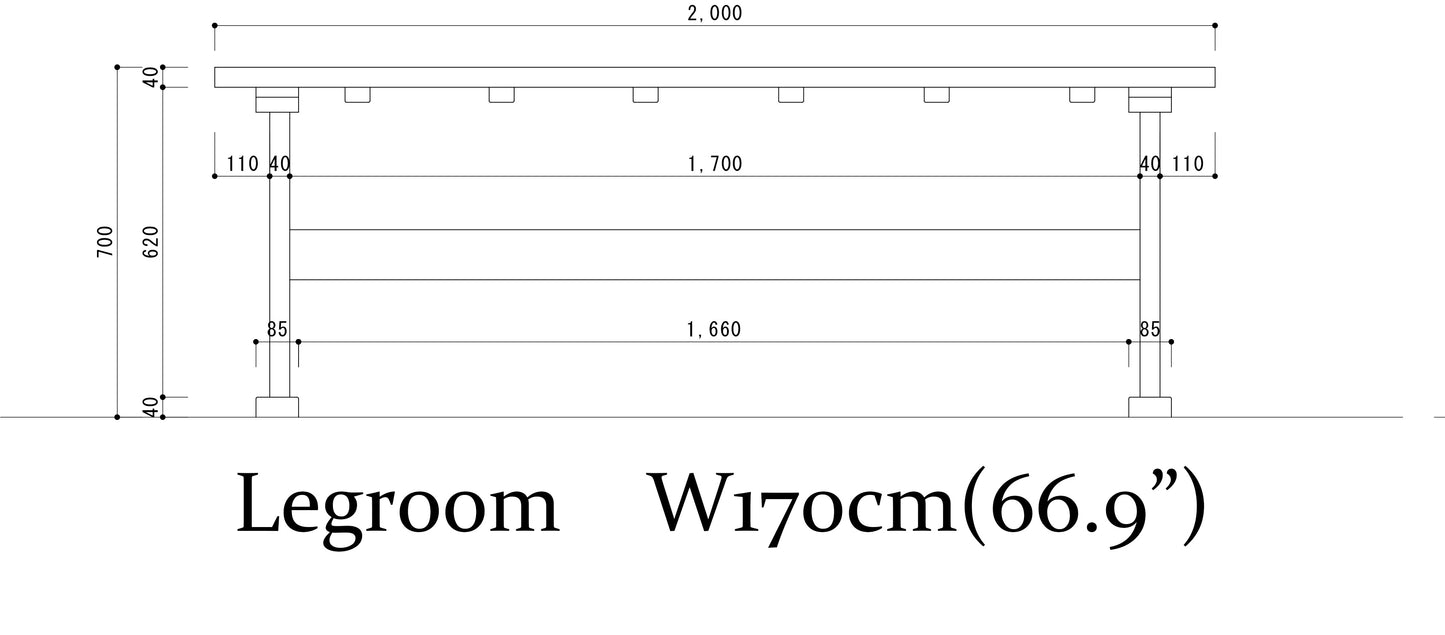 【 Fully Custom-made】Hinoki TDT W200(78.7”)×D100(39.4”)×H70(27.6”)