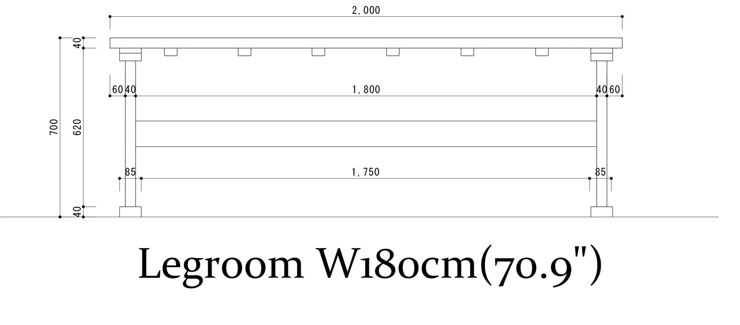 【 Fully Custom-made】Hinoki TDT W200(78.7”)×D100(39.4”)×H70(27.6”)