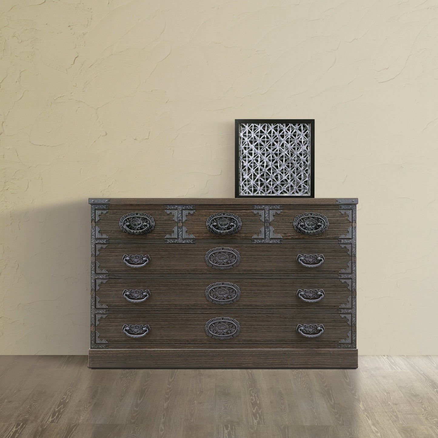 Burnt Solid Wood Chest of Drawers – Storage Cabinet Botan