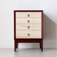 Modern Japanese low chest with Uzukuri finish on the drawers and accents in traditional Japanese colors.