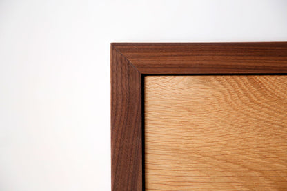 Stylish chest of drawers made of popular woods joined using traditional Japanese techniques.