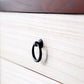 Modern Japanese low chest with Uzukuri finish on the drawers and accents in traditional Japanese colors.