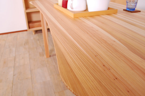 [W150 D80 H72cm] Japanese cedar clover shaped dining table
