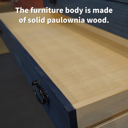 6-Drawer Japanese Chest in Natural Botanical Dyes – Solid Paulownia Wood