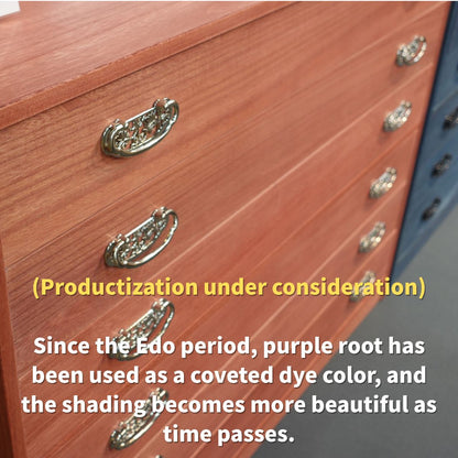 6-Drawer Japanese Chest in Natural Botanical Dyes – Solid Paulownia Wood