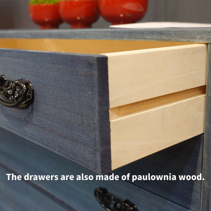 6-Drawer Japanese Chest in Natural Botanical Dyes – Solid Paulownia Wood