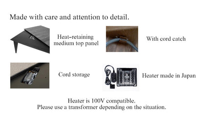 Supremo Dining Kotatsu 4-Piece Set - Heated Dining Table,Chairs and Cover - Ready-to-use Electronic Heating Device