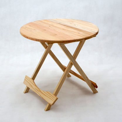 Outdoor folding table, 60cm diameter, round, solid Japanese cedar (Entrance delivery)