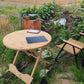Outdoor folding table, 60cm diameter, round, solid Japanese cedar (Entrance delivery)