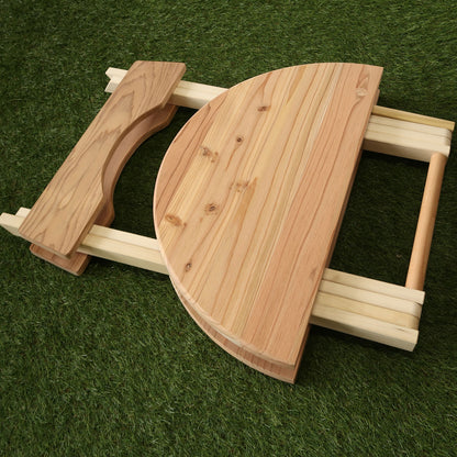 Outdoor folding table, 60cm diameter, round, solid Japanese cedar (Entrance delivery)